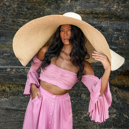 The Solana Oversized Straw Hat in Natural Beige