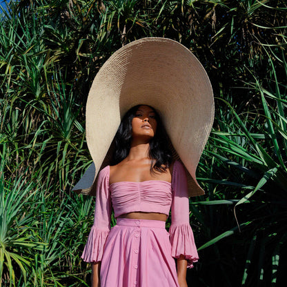 The Solana Oversized Straw Hat in Natural Beige