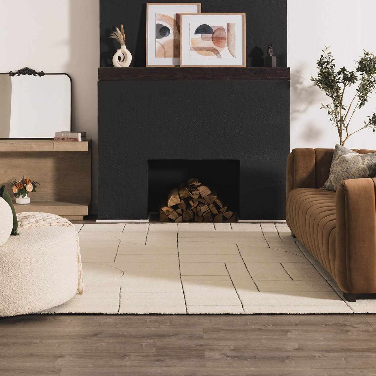 Fusao Rose Cream Area Rug