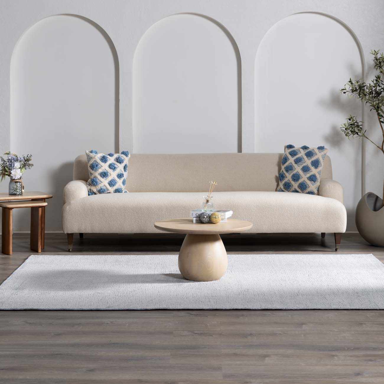 Isako Blue & Gray Solid Washable Area Rug - Clearance
