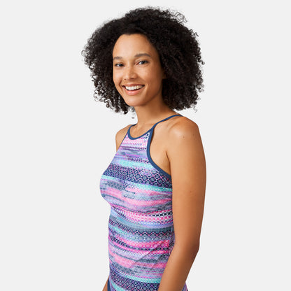 Women's Summer Haze High Neck Macrame Back Tankini Top