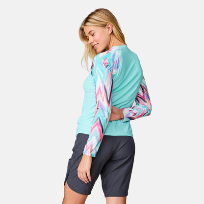 Women's Long Sleeve Swim Shirt with Built-in Bra