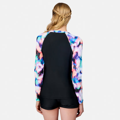 Women's Long Sleeve Swim Shirt with Built-in Bra