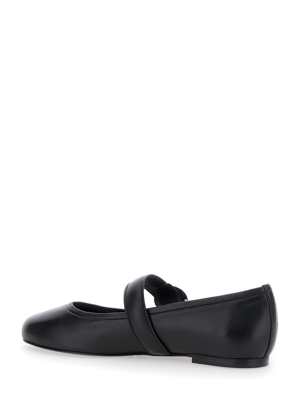 Black Ballerinas With Metallic Logo and Strap