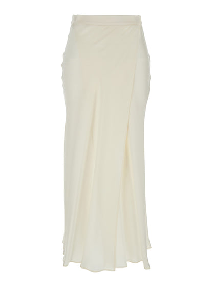 White Skirt With Wrap Design in Silk Blend