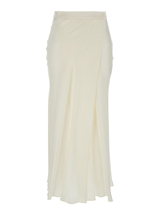 White Skirt With Wrap Design in Silk Blend