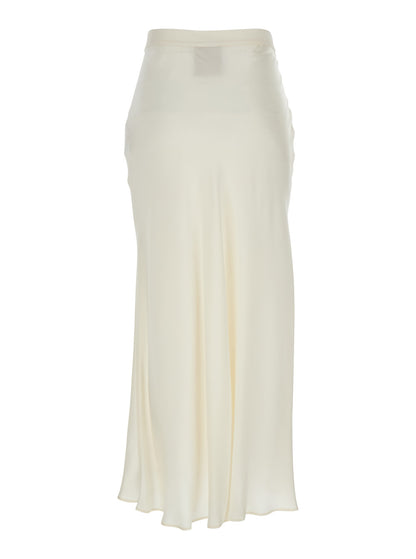 White Skirt With Wrap Design in Silk Blend