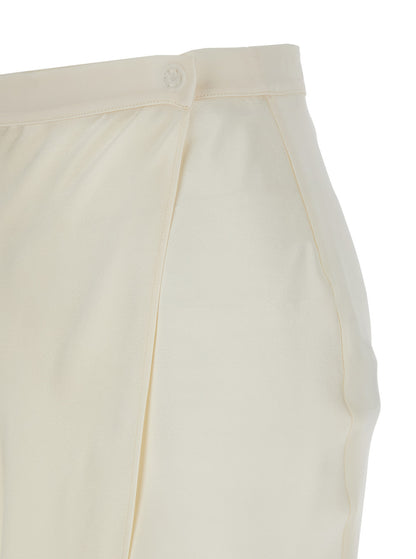 White Skirt With Wrap Design in Silk Blend