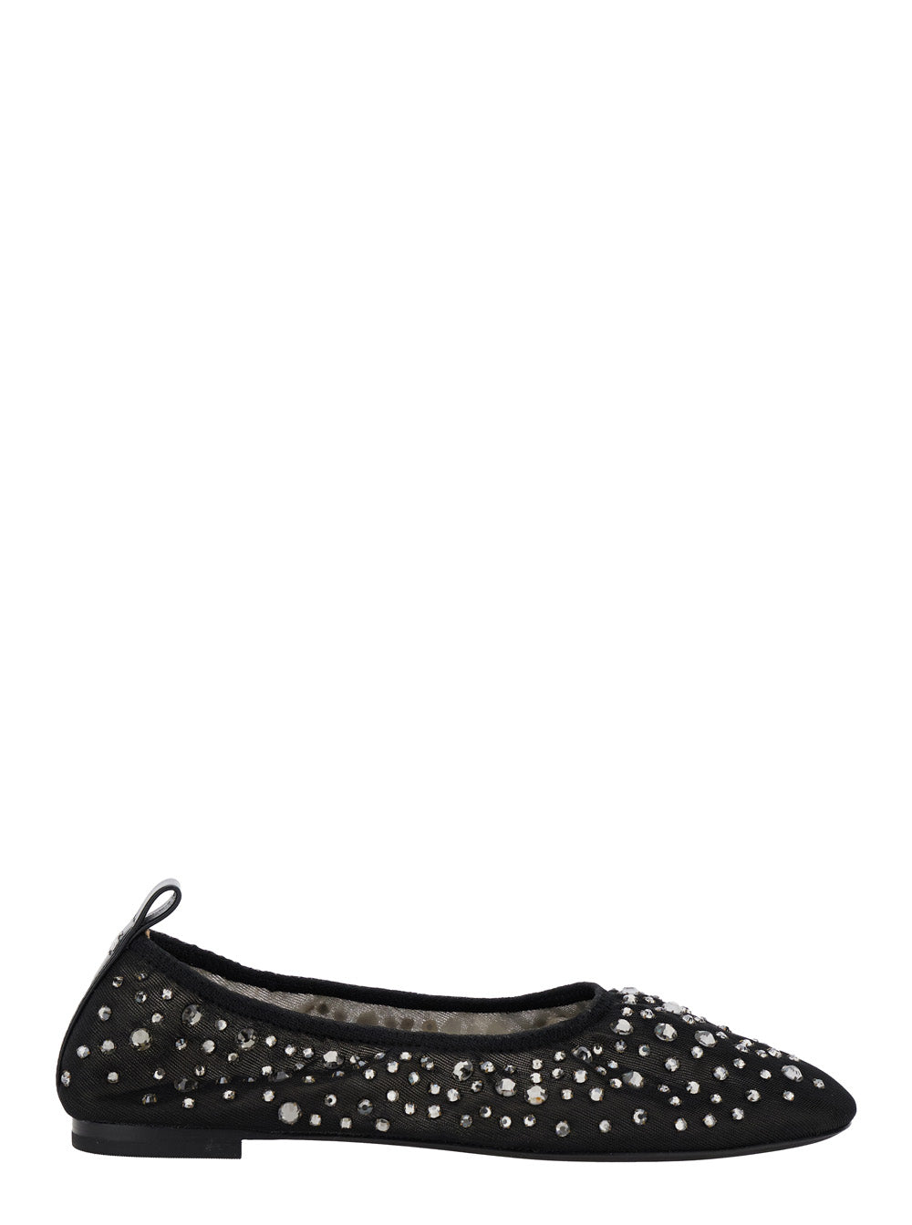 Black Ballet Flats With Crystal Accents