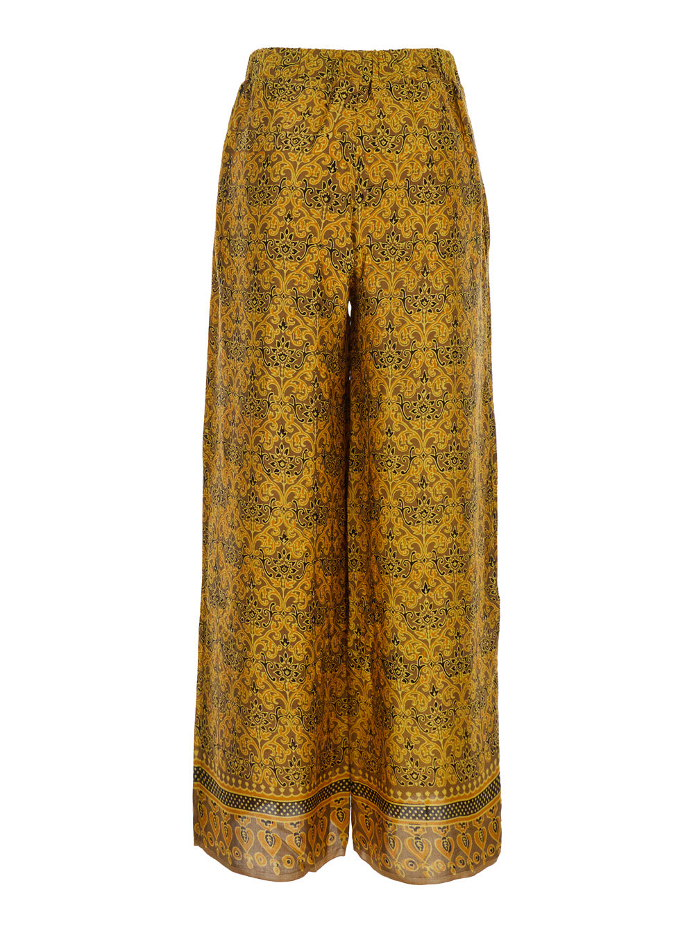 Multicolor Wide Leg Silk Pants