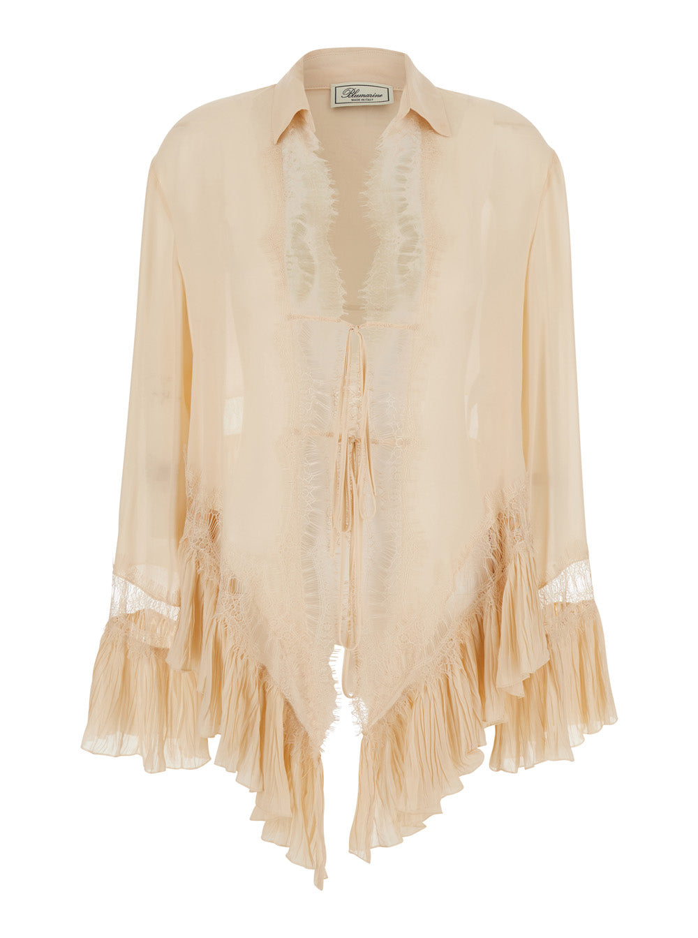 Georgette Top With Lace — Beige