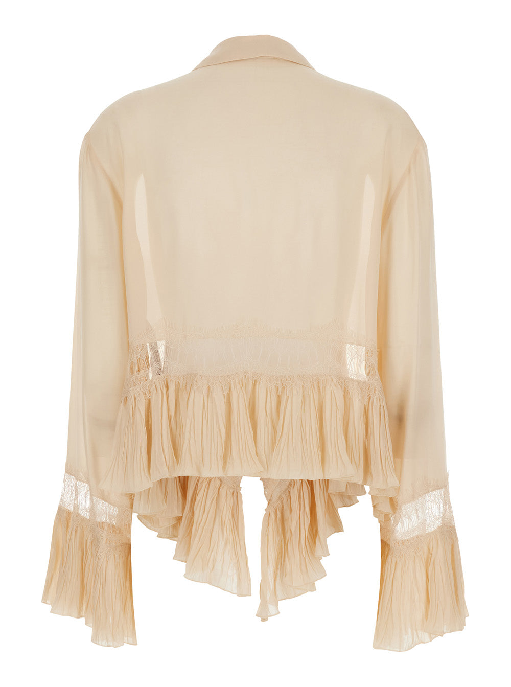 Georgette Top With Lace — Beige