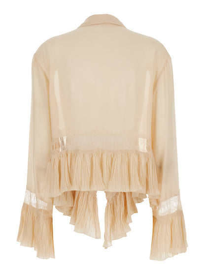 Georgette Top With Lace — Beige