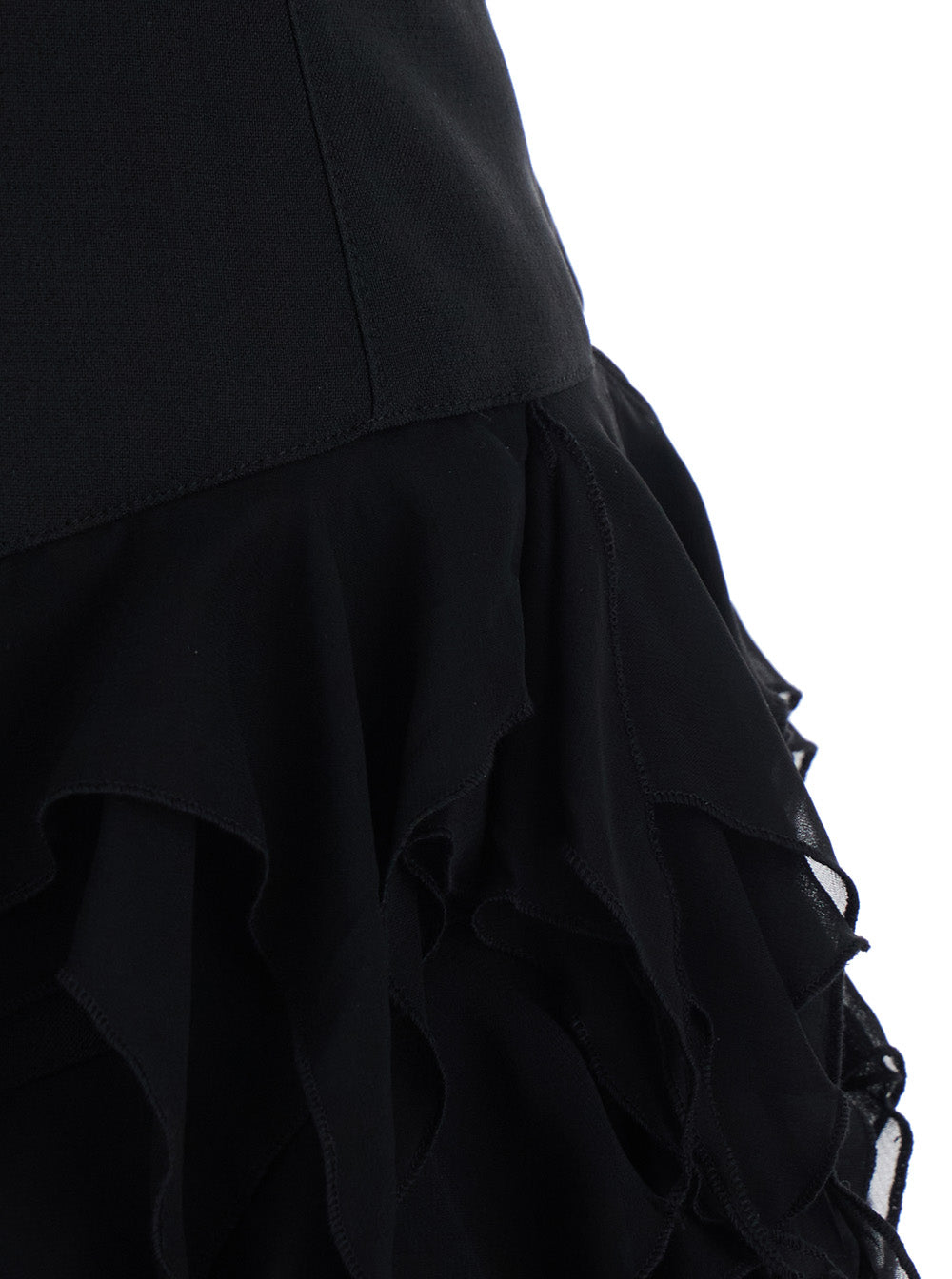 Long Asymmetric V-Neck Dress Black