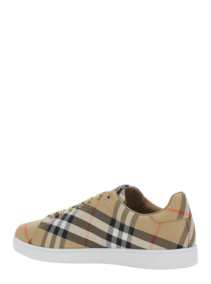Low-Top Sneakers Check Motif Beige
