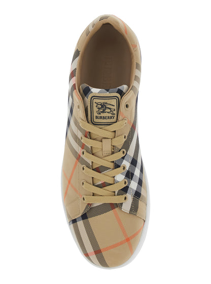 Low-Top Sneakers Check Motif Beige