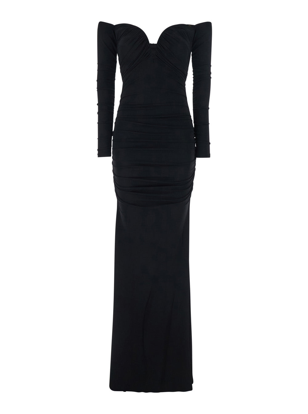 Off-Shoulder Dress With Ruffles — Black