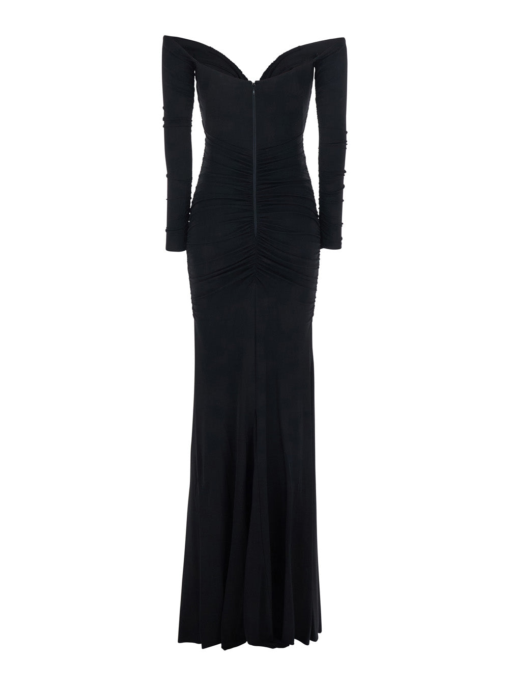 Off-Shoulder Dress With Ruffles — Black