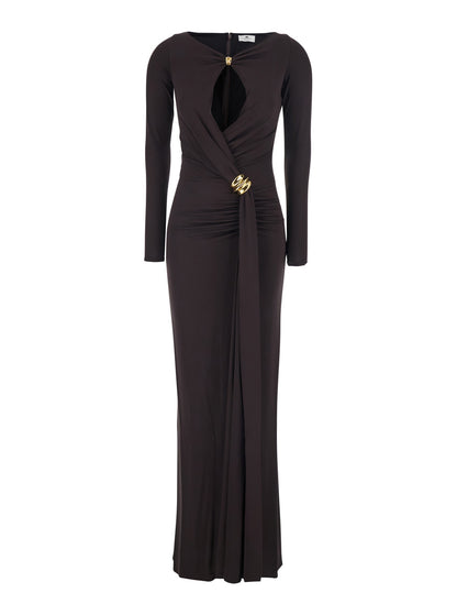 Long Dress ABR1461E2 Brown Viscose