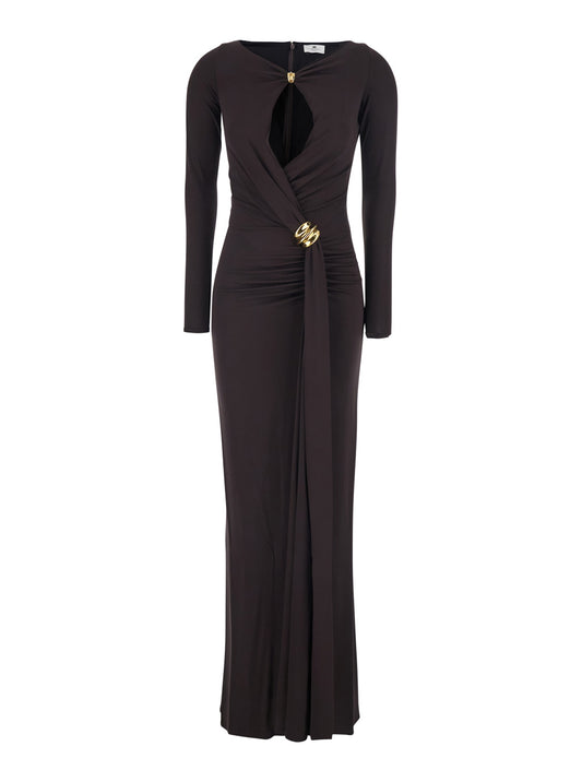 Long Dress ABR1461E2 Brown Viscose