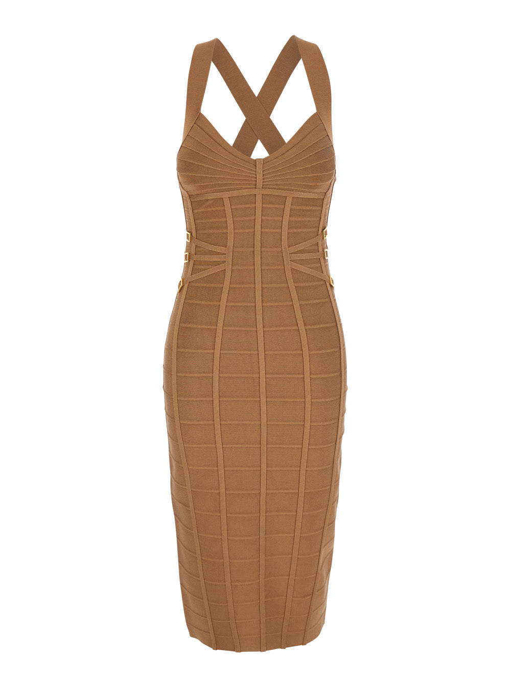 Sheath Dress Beige Viscose