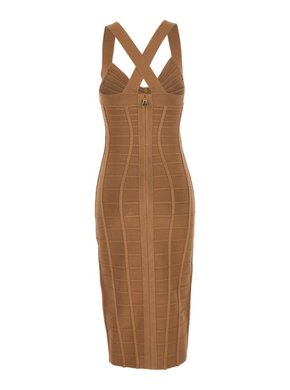 Sheath Dress Beige Viscose