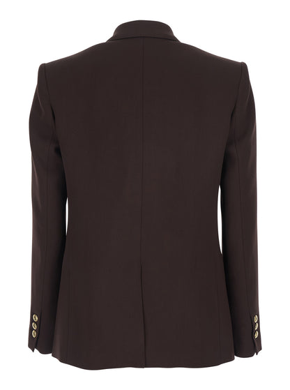 Double-Breasted Jacket Brown Viscose
