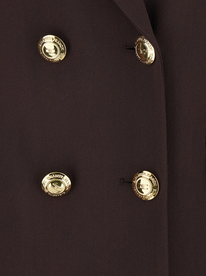 Double-Breasted Jacket Brown Viscose