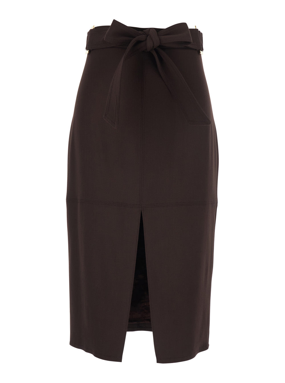 Dress With Bow Belt Brown Viscose