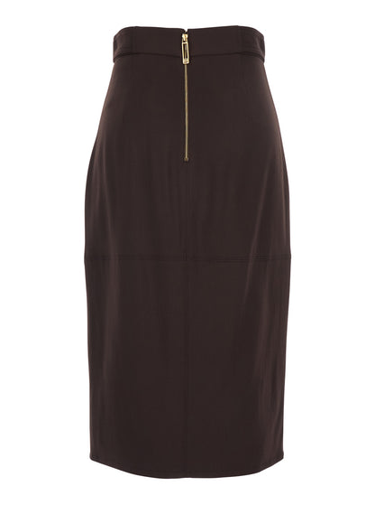 Dress With Bow Belt Brown Viscose