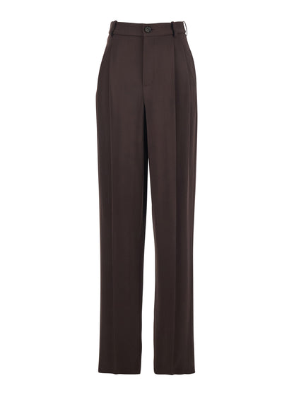 Trousers, Brown Stretch Viscose