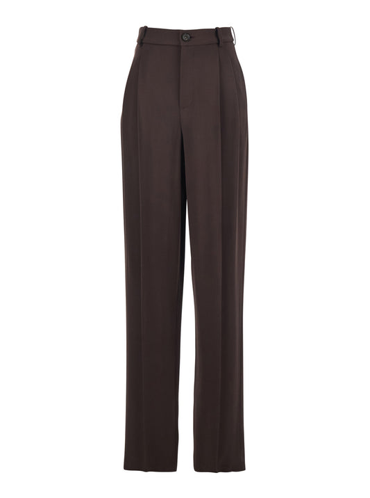 Trousers, Brown Stretch Viscose