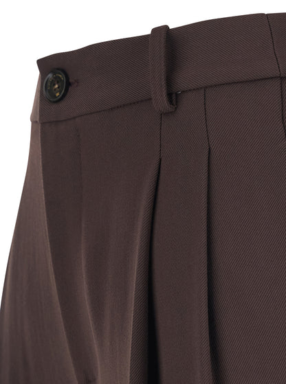 Trousers, Brown Stretch Viscose