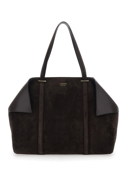 Tote Bag Brown Suede