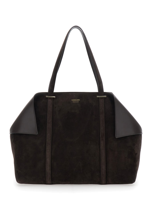 Tote Bag Brown Suede