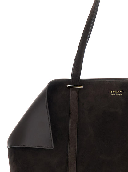 Tote Bag Brown Suede