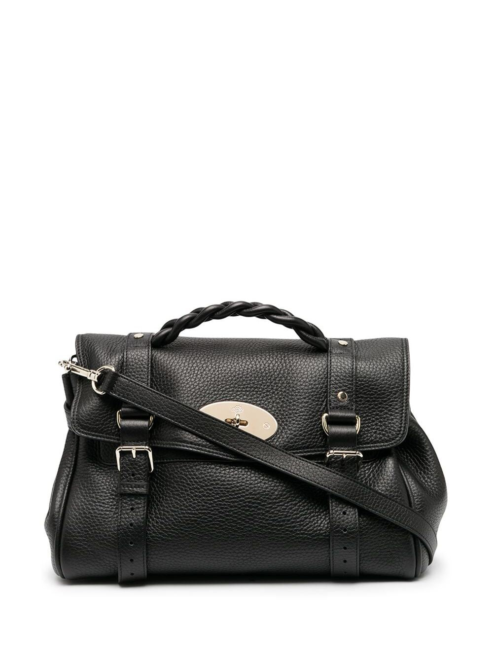 Handbag Alexa Black Pebbled Leather