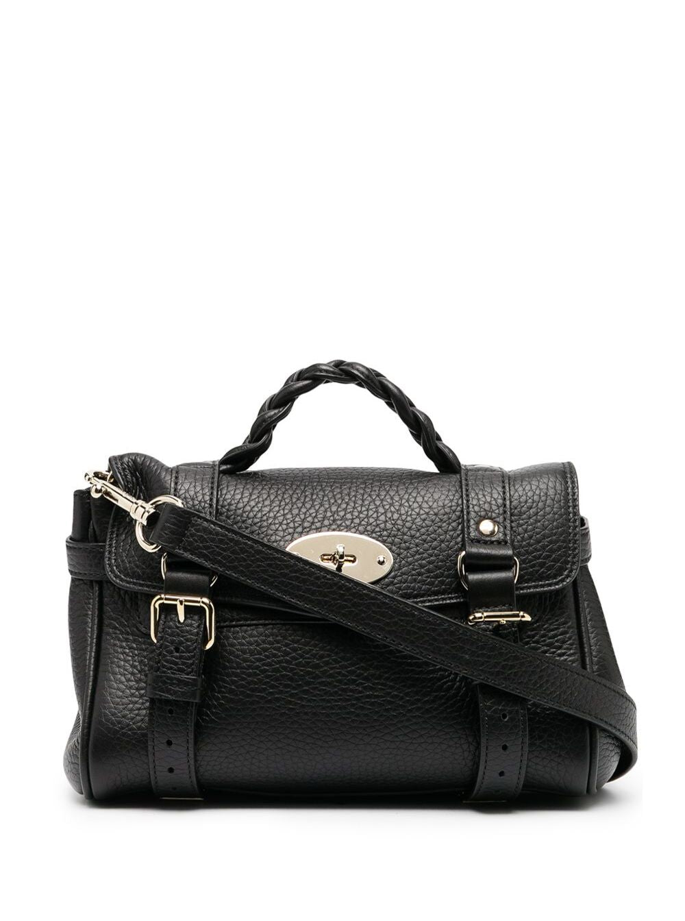 Handbag Alexa Mini Black Pebbled Leather
