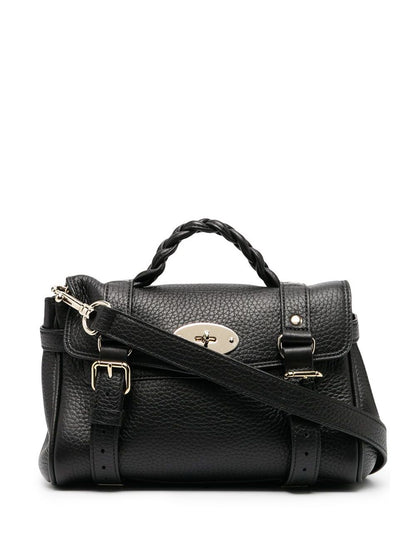Handbag Alexa Mini Black Pebbled Leather