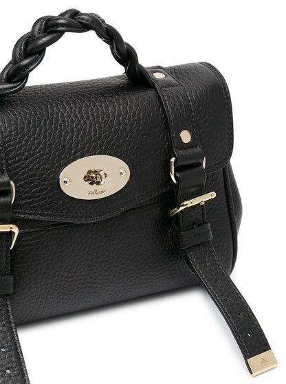 Handbag Alexa Mini Black Pebbled Leather