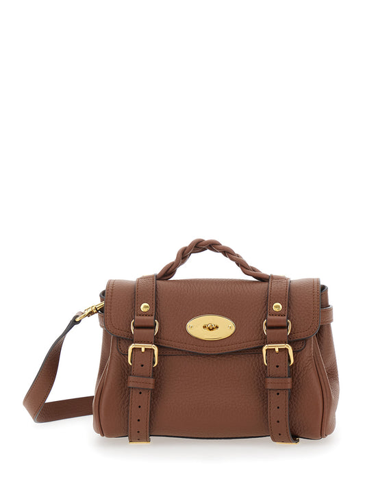 Handbag Alexa Mini Brown Hammered Leather