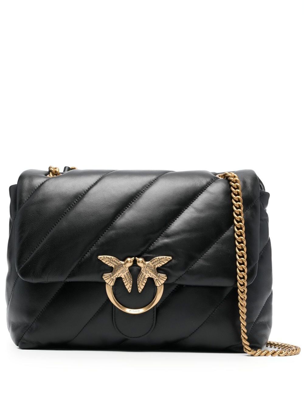 Shoulder Bag Love Puff, Black Leather