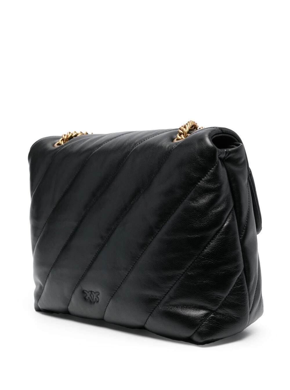 Shoulder Bag Love Puff, Black Leather