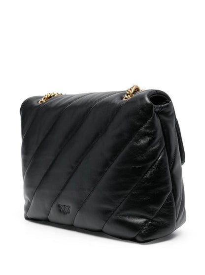Shoulder Bag Love Puff, Black Leather