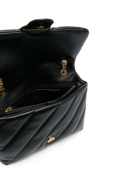 Shoulder Bag Love Puff, Black Leather