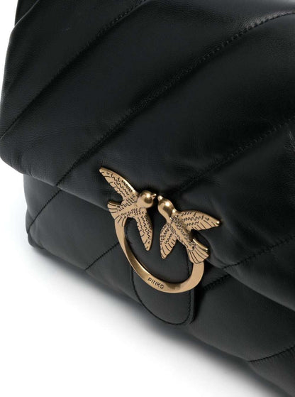 Shoulder Bag Love Puff, Black Leather