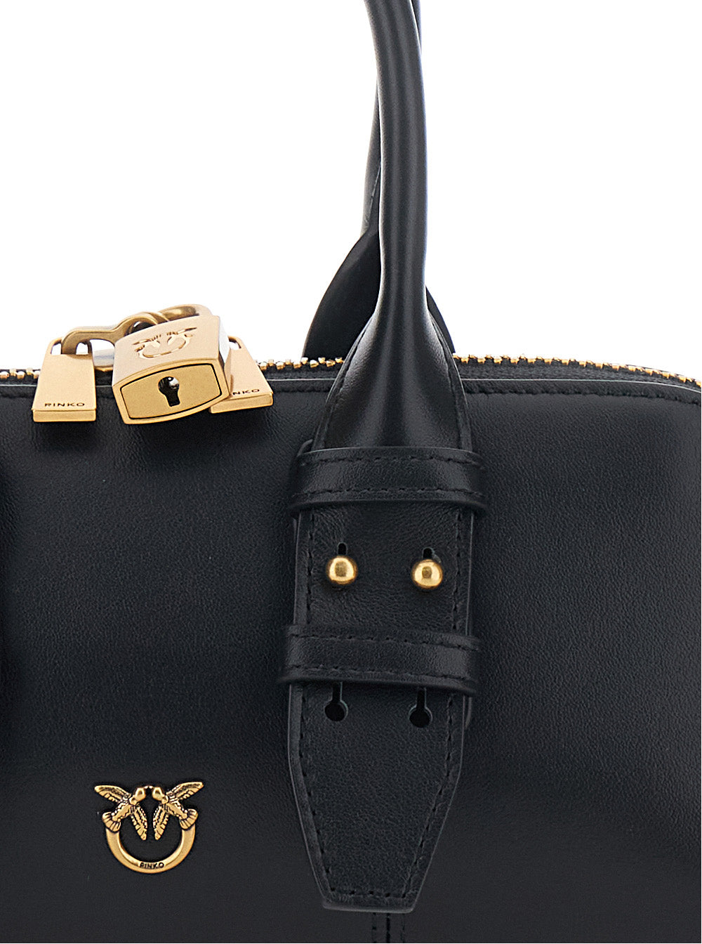 Handbag Bowling Bag Horizontal Black Leather
