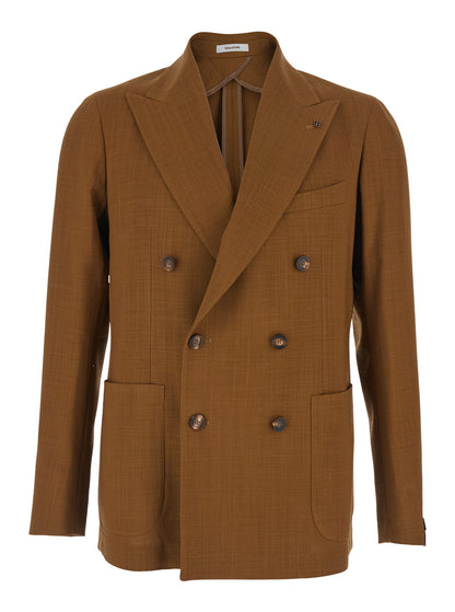 Double-Breasted Jacket in Brown Wool