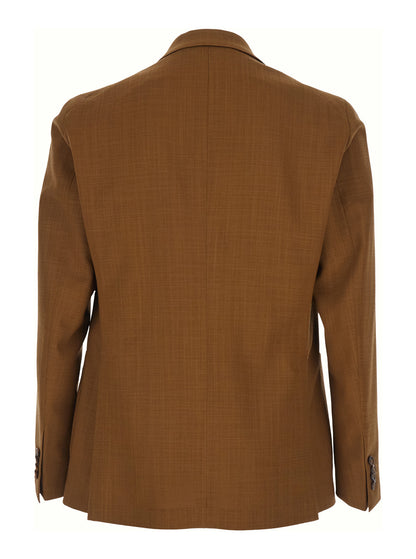 Double-Breasted Jacket in Brown Wool
