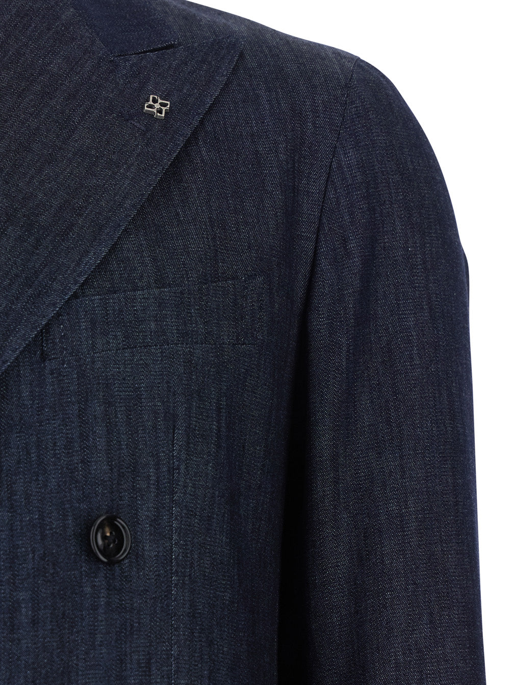 Double-Breasted Denim Jacket Blue